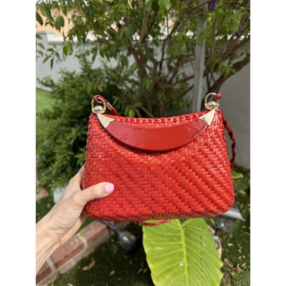 Vintage Red Rodo Woven Crossbody Bag Classic Euro Summer